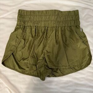 Free People Movement Olive Green Smocked Waist Athletic Shorts Women XL